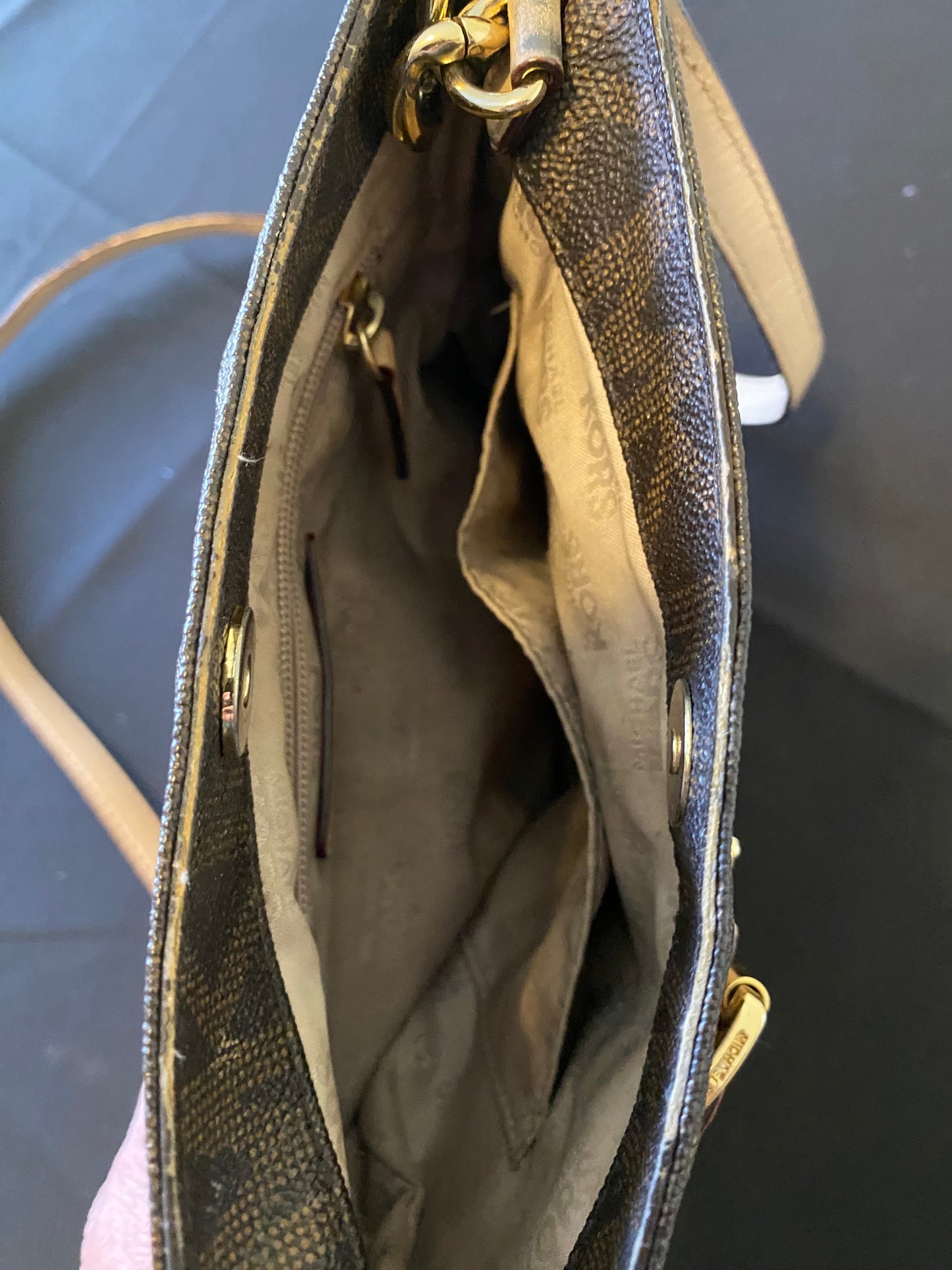 Michael Kors Signature Crossbody Bag – Brown with Gold Accents