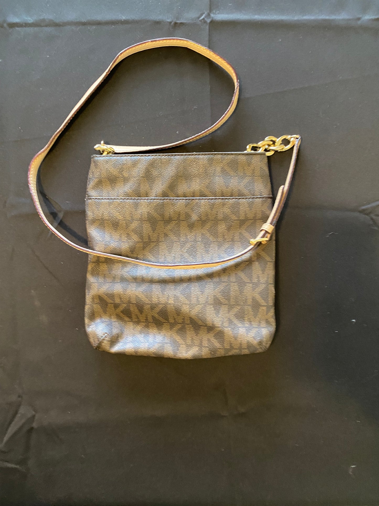 Michael Kors Signature Crossbody Bag – Brown with Gold Accents