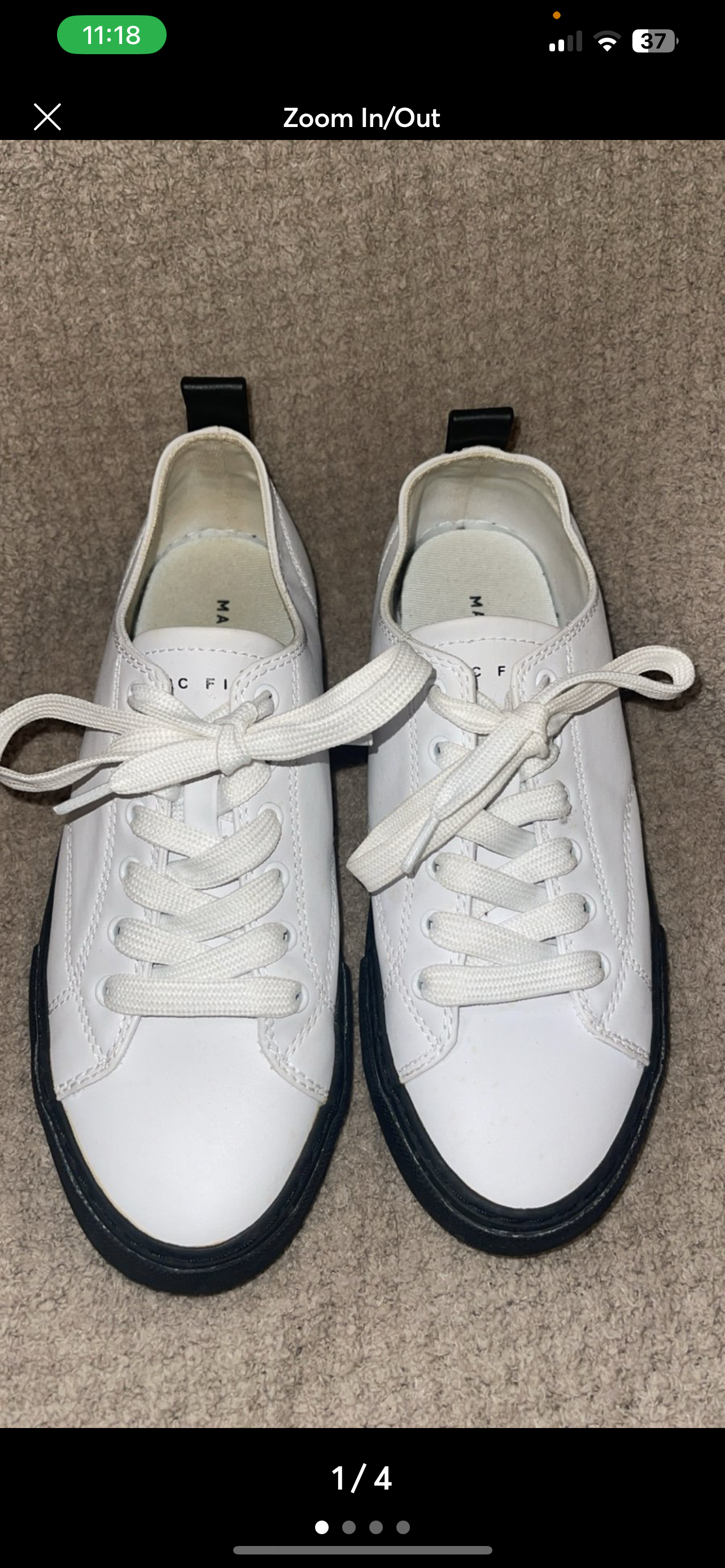 Marc Fisher White Leather Fashion Sneakers – Women's Size 7.5 (EU 38)
