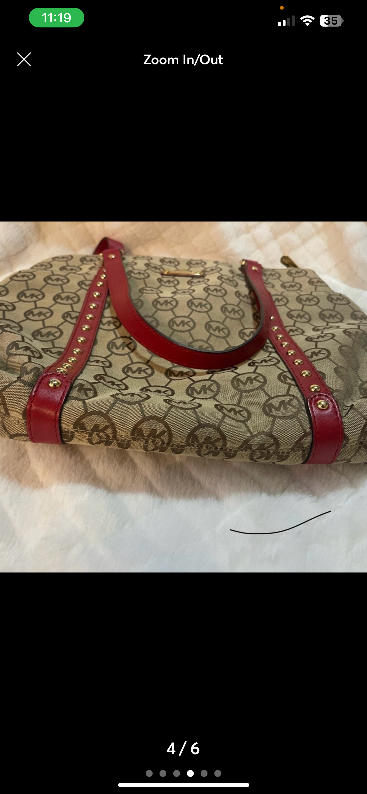 Michael Kors Purse – Beige & Red Canvas Shoulder Bag