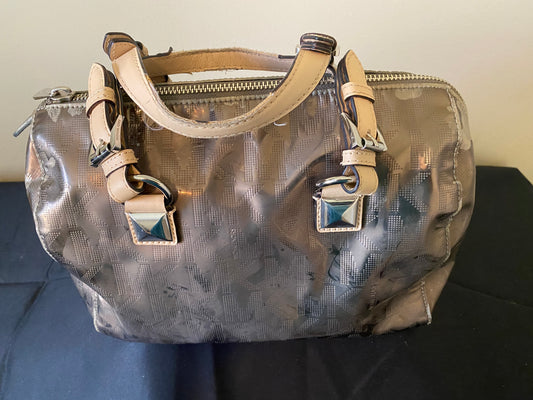 Michael Kors Monogram Patent Leather Satchel – Taupe/Beige