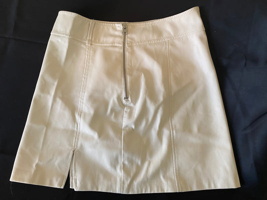Faux Leather Zip-Up Mini Skirt – Cream White