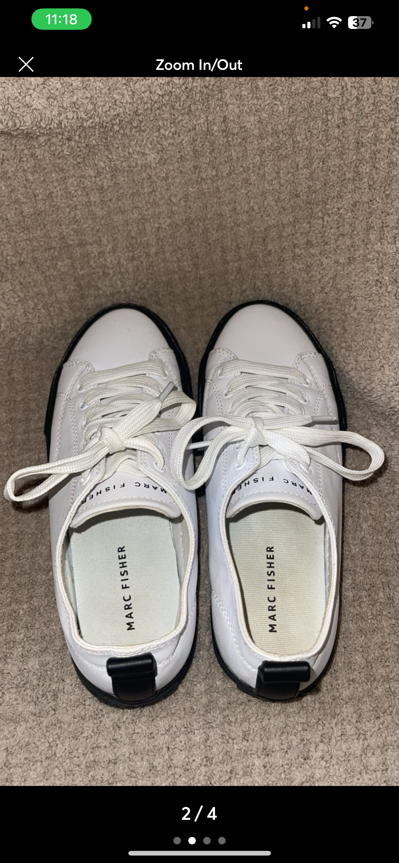 Marc Fisher White Leather Fashion Sneakers – Women's Size 7.5 (EU 38)