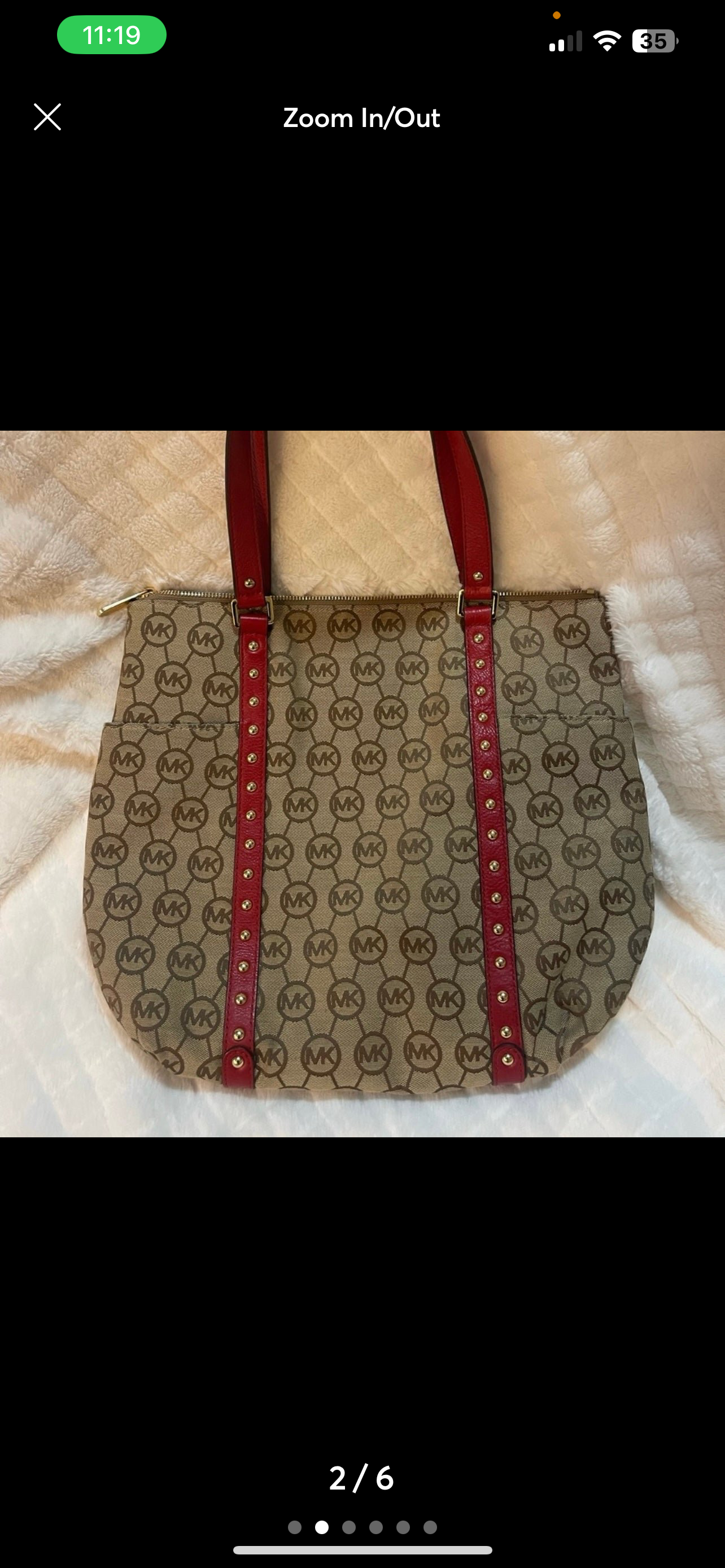 Michael Kors Purse – Beige & Red Canvas Shoulder Bag