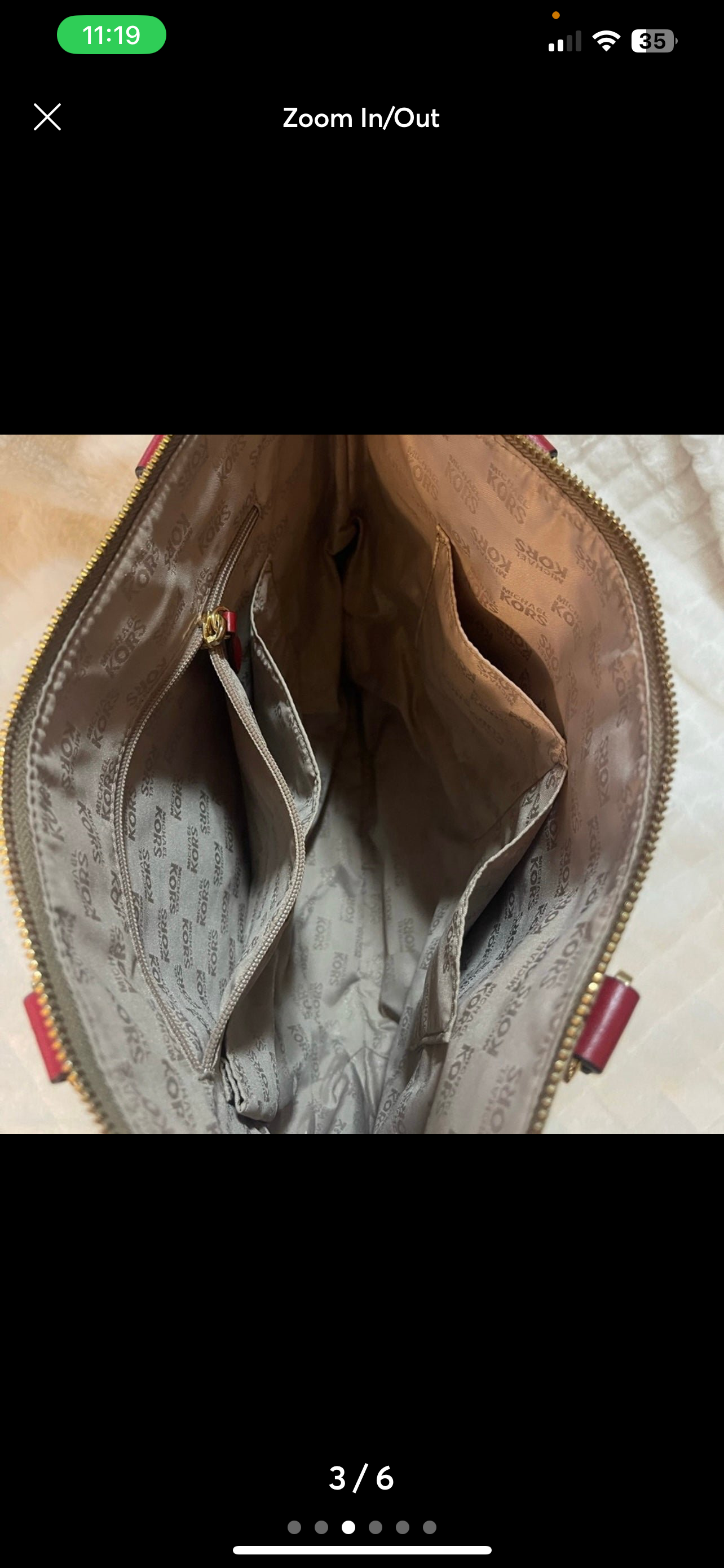 Michael Kors Purse – Beige & Red Canvas Shoulder Bag